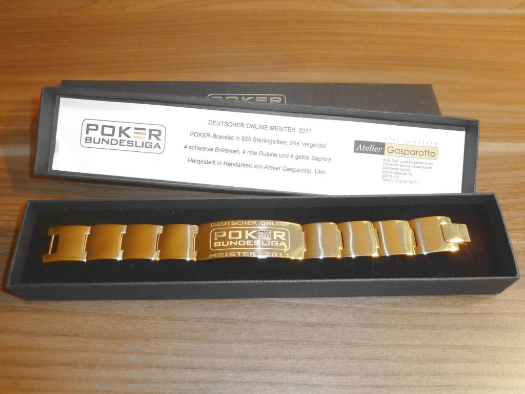 goldenes original Poker-Bundesliga Bracelet "Deutscher Meister 2012"